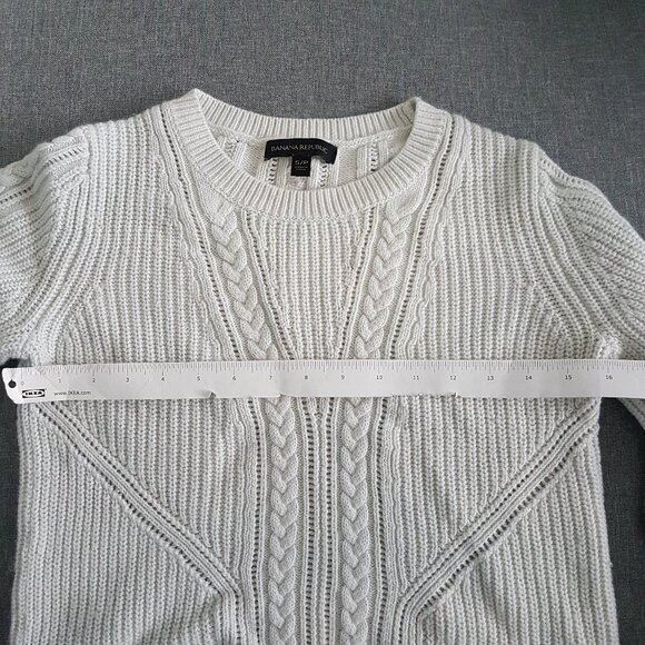 2for$30🏷Banana Republic Merino Wool Cable Knit Crewneck Sweater - Picture 4 of 11